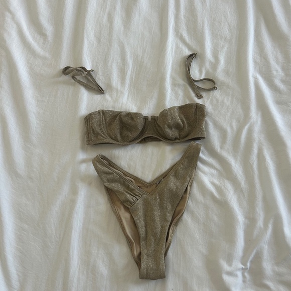 ASOS Gold Bikini Set Swim Suit - Picture 1 of 5